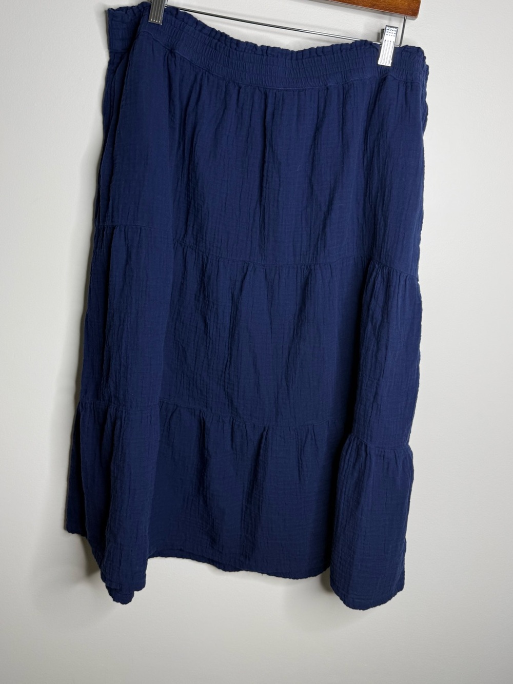 Lands' End Navy Tiered Midi Skirt